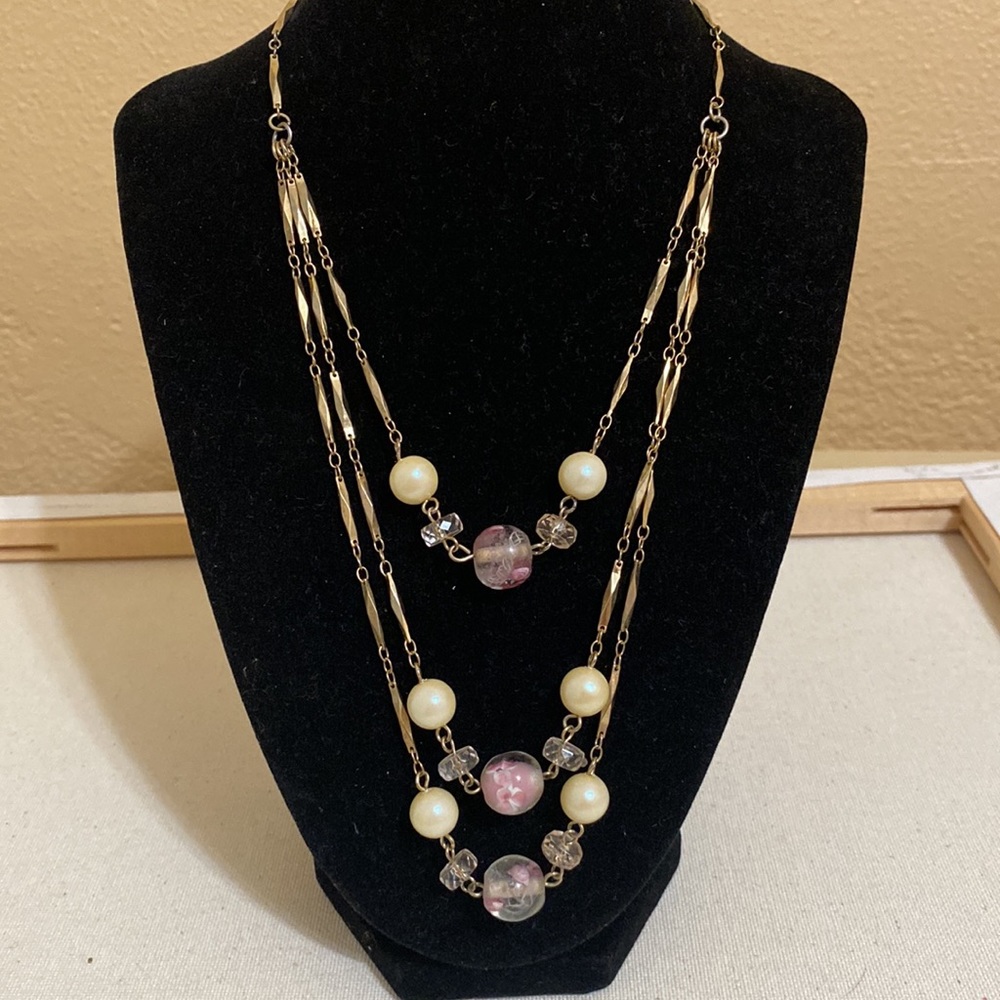 Faux Pearls & Swirl Ball Beads Necklace.